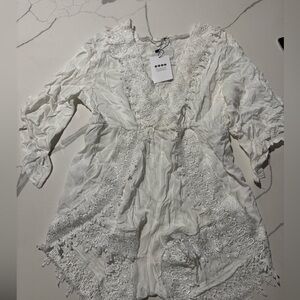 Women’s White Lace Bridal Romper NWT L Lily Lotus Boutique